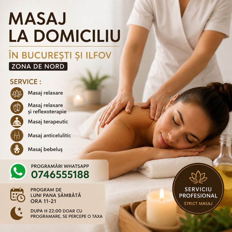 Masaj la domiciliu/ hotel in Bucuresti si Ilfov